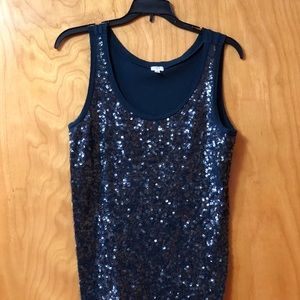 JCrew navy blue sequined tank top